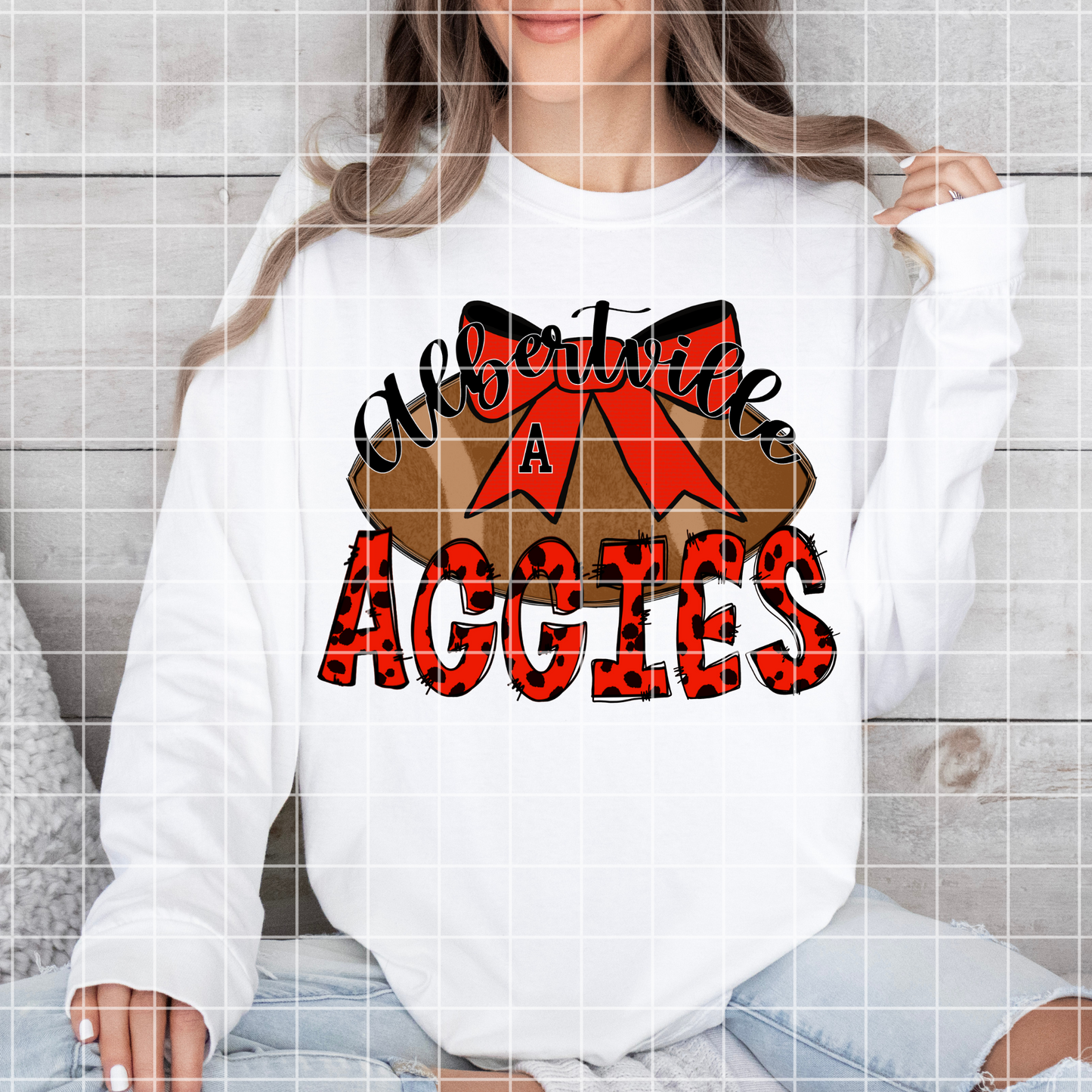Albertville Aggies High School Football Sublimation | Red And Black School Colors | PNG For T-Shirts, Tumblers, Cups, Stickers| 300 DPI, Transparent Background
