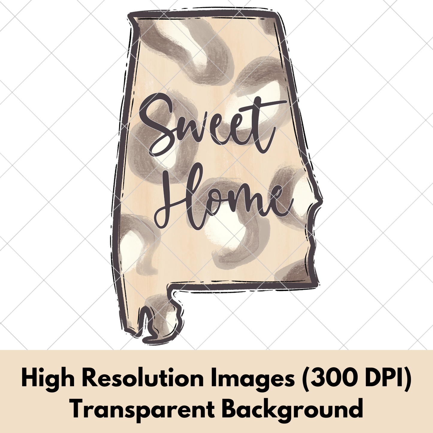Animal Print Alabama State Shape | Sweet Home Alabama T-Shirt PNG For Sublimation To Make Shirts, Tumblers, Mugs And More | Also Suitable For Sublimation | High Resolution PNG