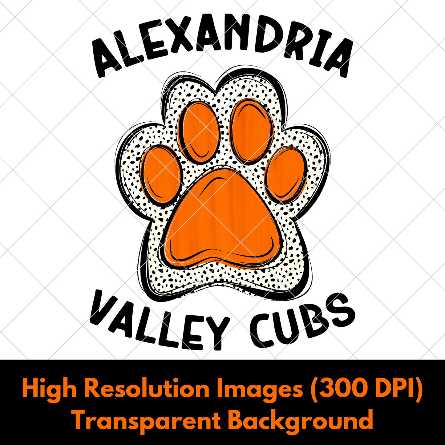 Valley Cubs Sublimation PNG For Making T-Shirts, Mugs, Tumblers, Stickers, Scrapbooks | Alexandria |300 DPI, Transparent Background Image
