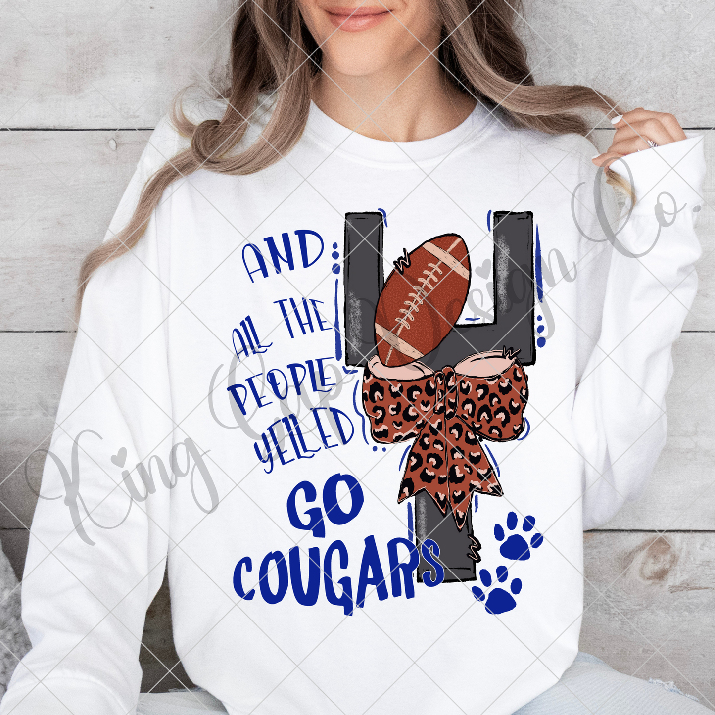 Royal Blue Cougars Football PNG For Sublimation On T-Shirts, Sweatshirts, Tumblers, Mugs Or For DTF Printing | High Resolution, No Blurring