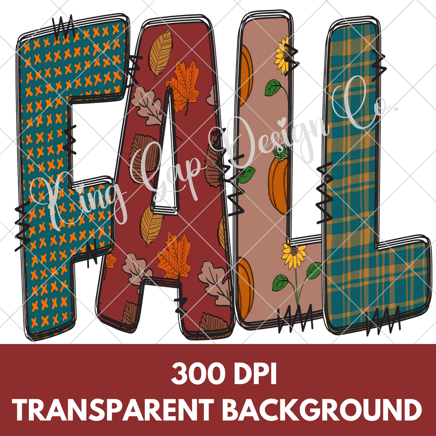 Fall Doodle Letters PNG In Fall Colors For Making T-Shirts, Tumblers, Stickers, Mugs, Dishtowels | Suitable For Sublimation Or DTF |High Resolution, 300 DPI, Transparent Background