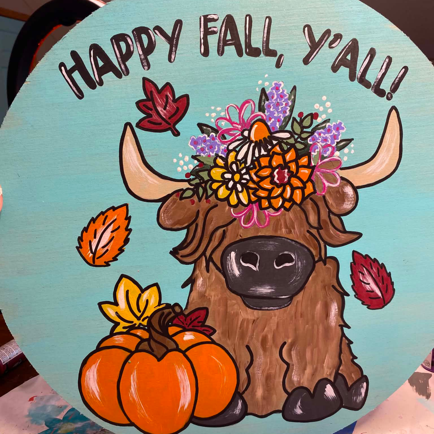 Highland Cow With Pumpkin Painting Template | Tracer For Painting | Acrylic Painting | Paint From Home | Template Video And Instructions Included