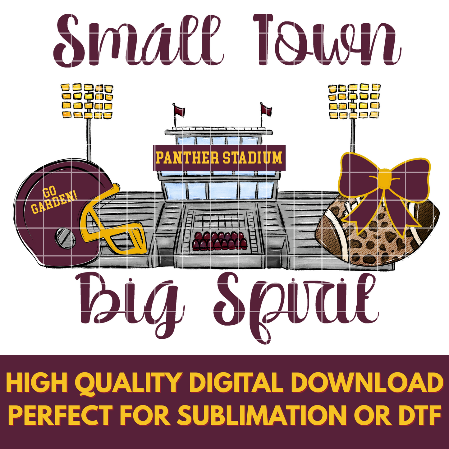 Spring Garden Panthers Football Sublimation | Maroon And Gold School Colors | PNG For T-Shirts, Tumblers, Cups, Stickers| 300 DPI, Transparent Background