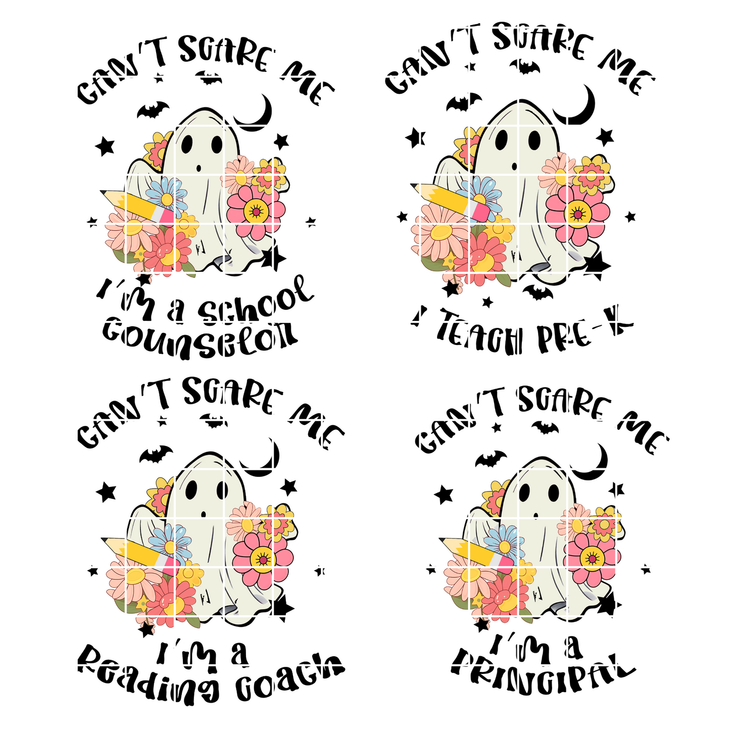 Halloween Shirt For Teacher Gift For Her Can't Scare Me I'm A Teacher Bundle Cute Ghost Halloween Shirt PNG Files T-Shirt Bundle T Shirt