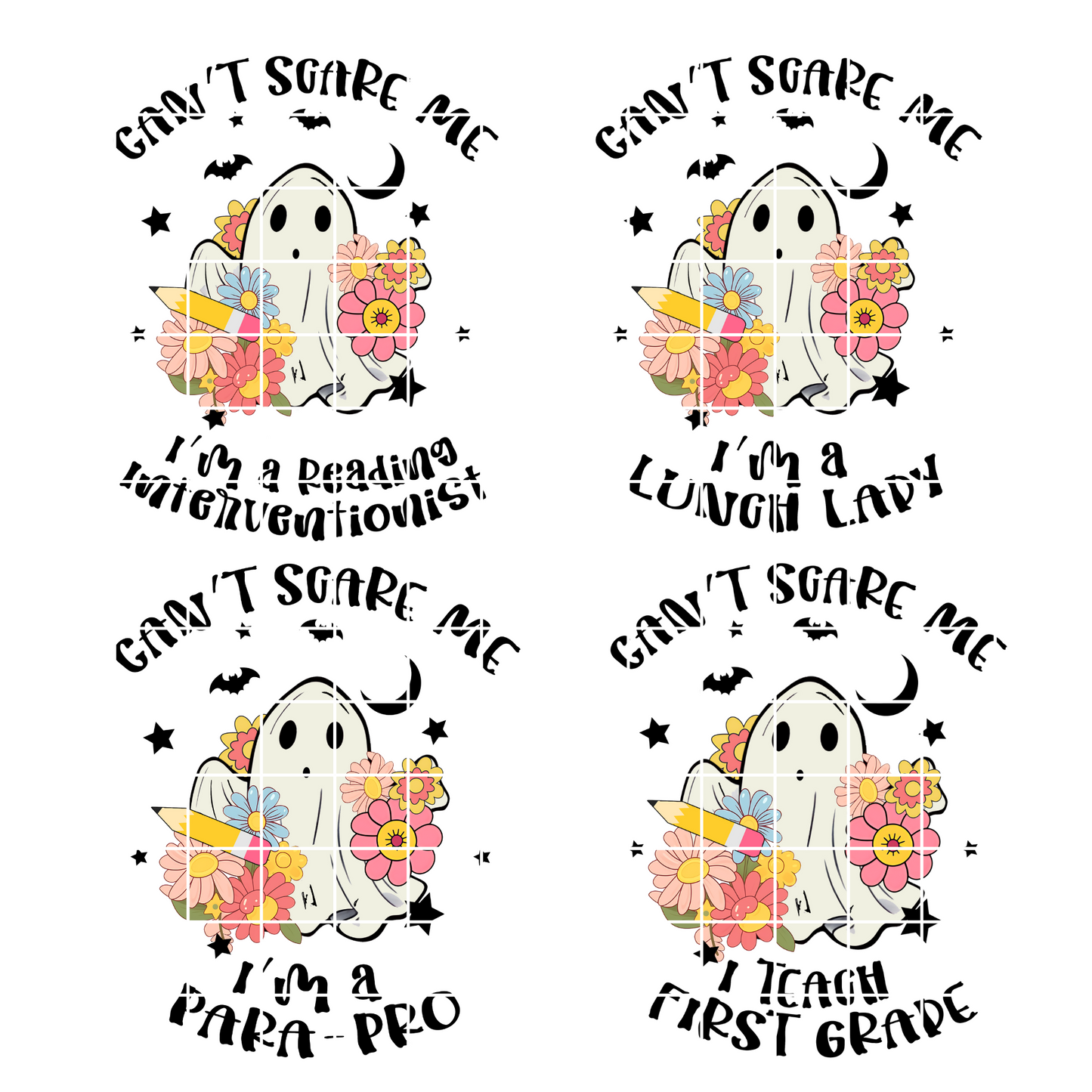Halloween Shirt For Teacher Gift For Her Can't Scare Me I'm A Teacher Bundle Cute Ghost Halloween Shirt PNG Files T-Shirt Bundle T Shirt