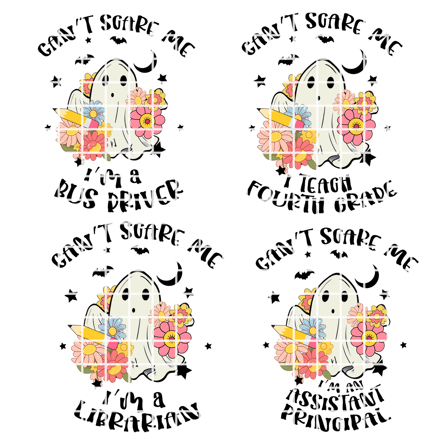 Halloween Shirt For Teacher Gift For Her Can't Scare Me I'm A Teacher Bundle Cute Ghost Halloween Shirt PNG Files T-Shirt Bundle T Shirt