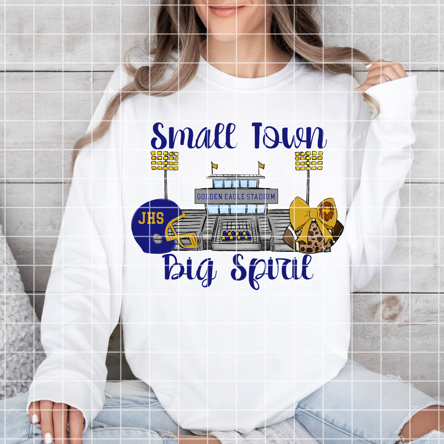 Jacksonville High School Football Sublimation | Golden Eagles | Blue And Gold School Colors | PNG For T-Shirts, Tumblers, Cups, Stickers| 300 DPI, Transparent Background