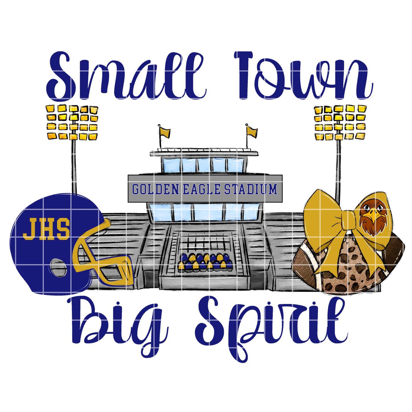 Jacksonville High School Football Sublimation | Golden Eagles | Blue And Gold School Colors | PNG For T-Shirts, Tumblers, Cups, Stickers| 300 DPI, Transparent Background