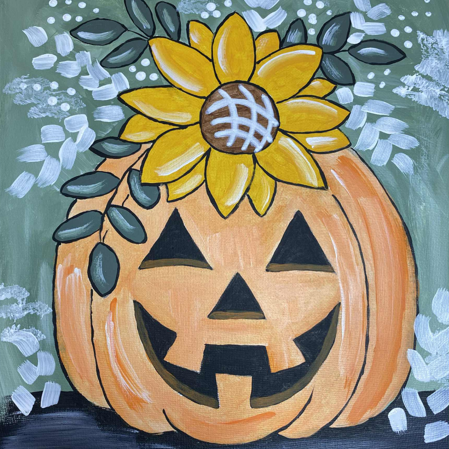 Floral Jack-O-Lantern Virtual Paint Party
