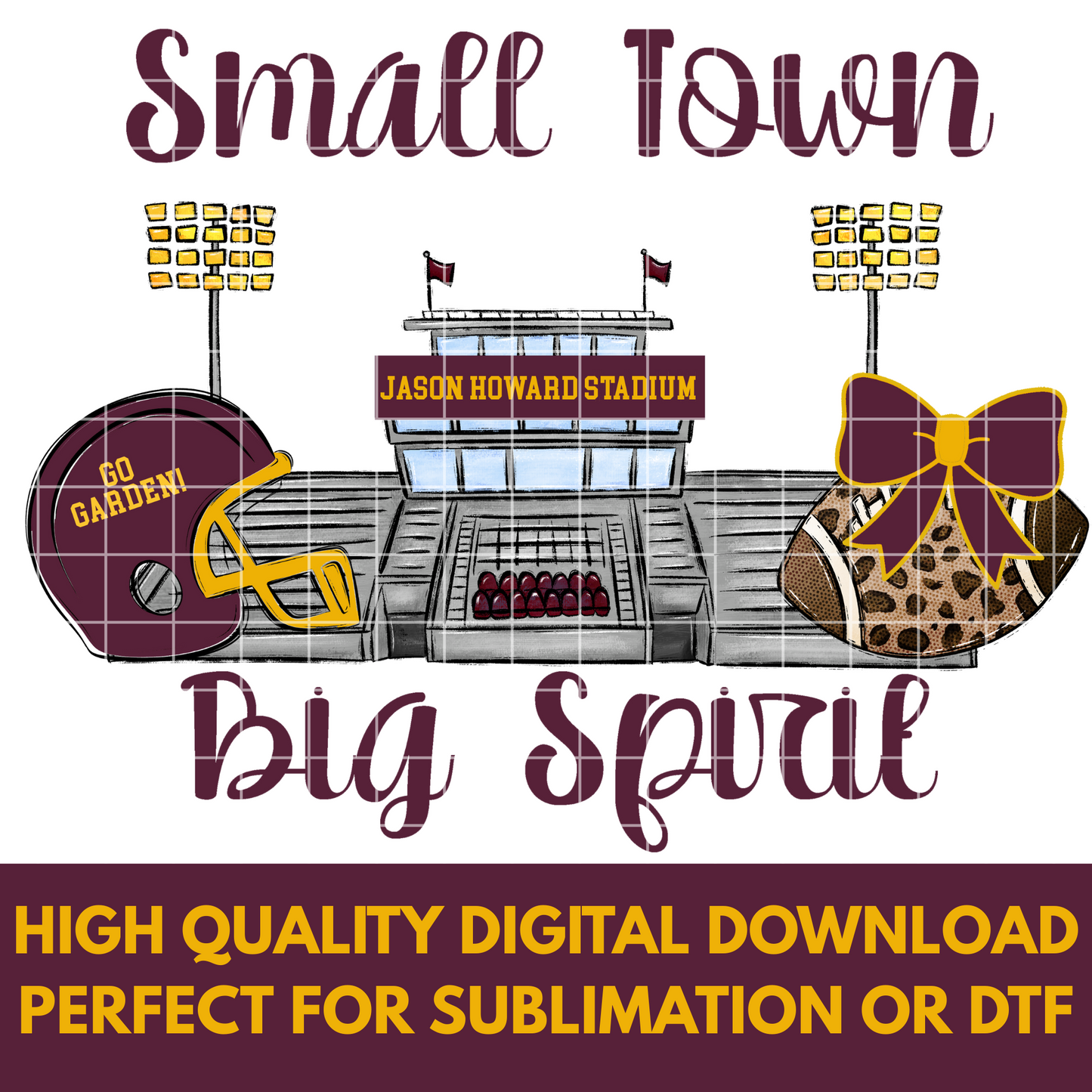 Spring Garden Panthers | Jason Howard Stadium Football Sublimation | Maroon And Gold School Colors | PNG For T-Shirts, Tumblers, Cups, Stickers| 300 DPI, Transparent Background
