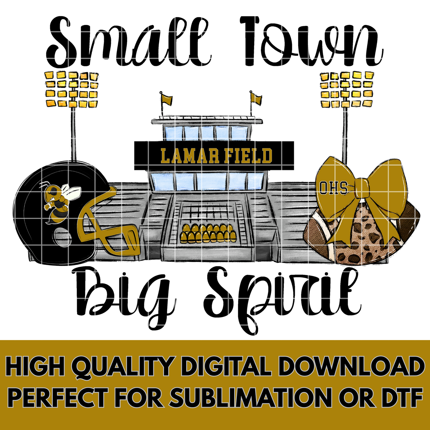 Oxford Yellow Jackets Football Sublimation | Lamar Field | Black And Gold School Colors | PNG For T-Shirts, Tumblers, Cups, Stickers| 300 DPI, Transparent Background