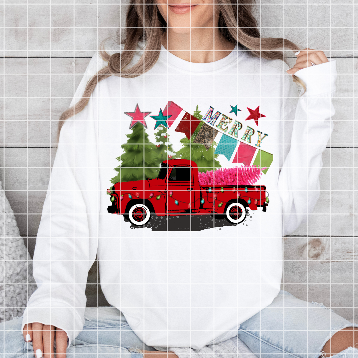 Merry Christmas Truck|Vintage Red Truck|Pink Christmas Tree|Holiday Truck PNG|Digital Download|Christmas Tree Shirt Design|Sublimation