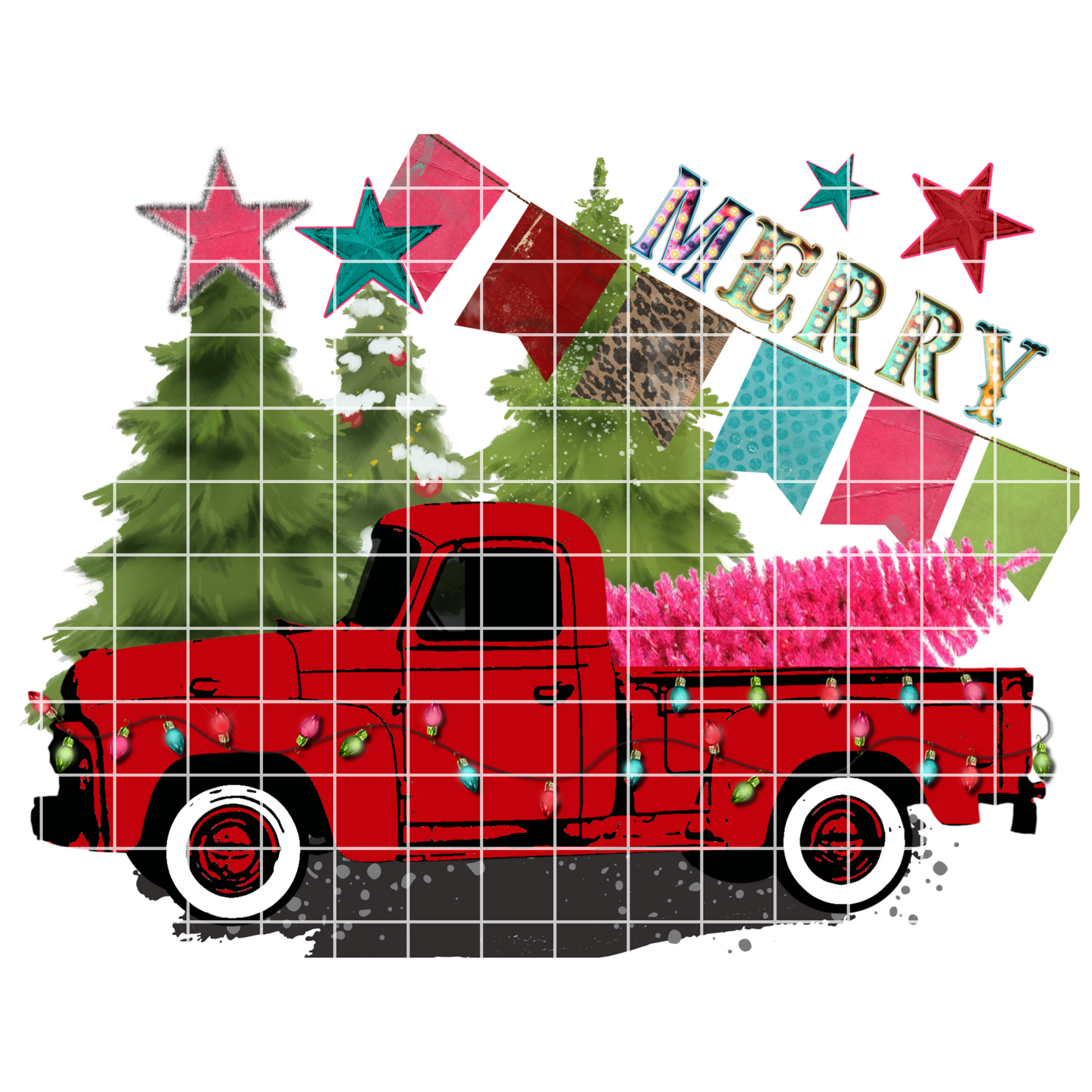 Merry Christmas Truck|Vintage Red Truck|Pink Christmas Tree|Holiday Truck PNG|Digital Download|Christmas Tree Shirt Design|Sublimation