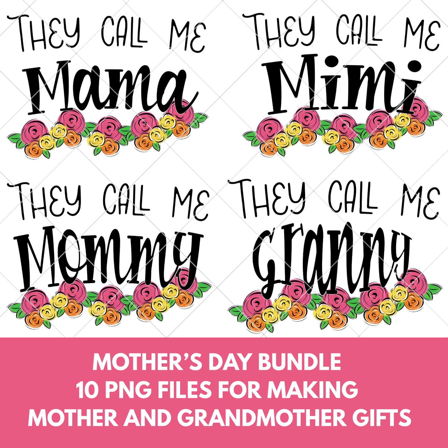 Mother's Day Bundle | 10 PNG Files For Mother And Grandmother Shirts For Sublimation Or DTF Transfers | 300 DPI, Transparent Background