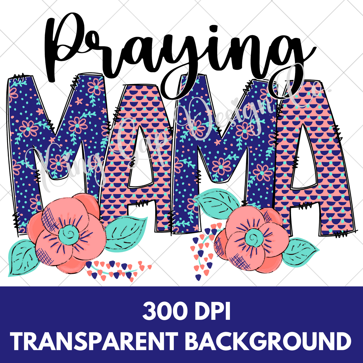 Praying Mama | Hand Drawn PNG For Sublimation, DTF, Stickers, Dishtowels, Wall Art | Perfect For Making T-Shirts, Mugs, Tumblers And More | High Resolution Image, 300 DPI With Transparent Background