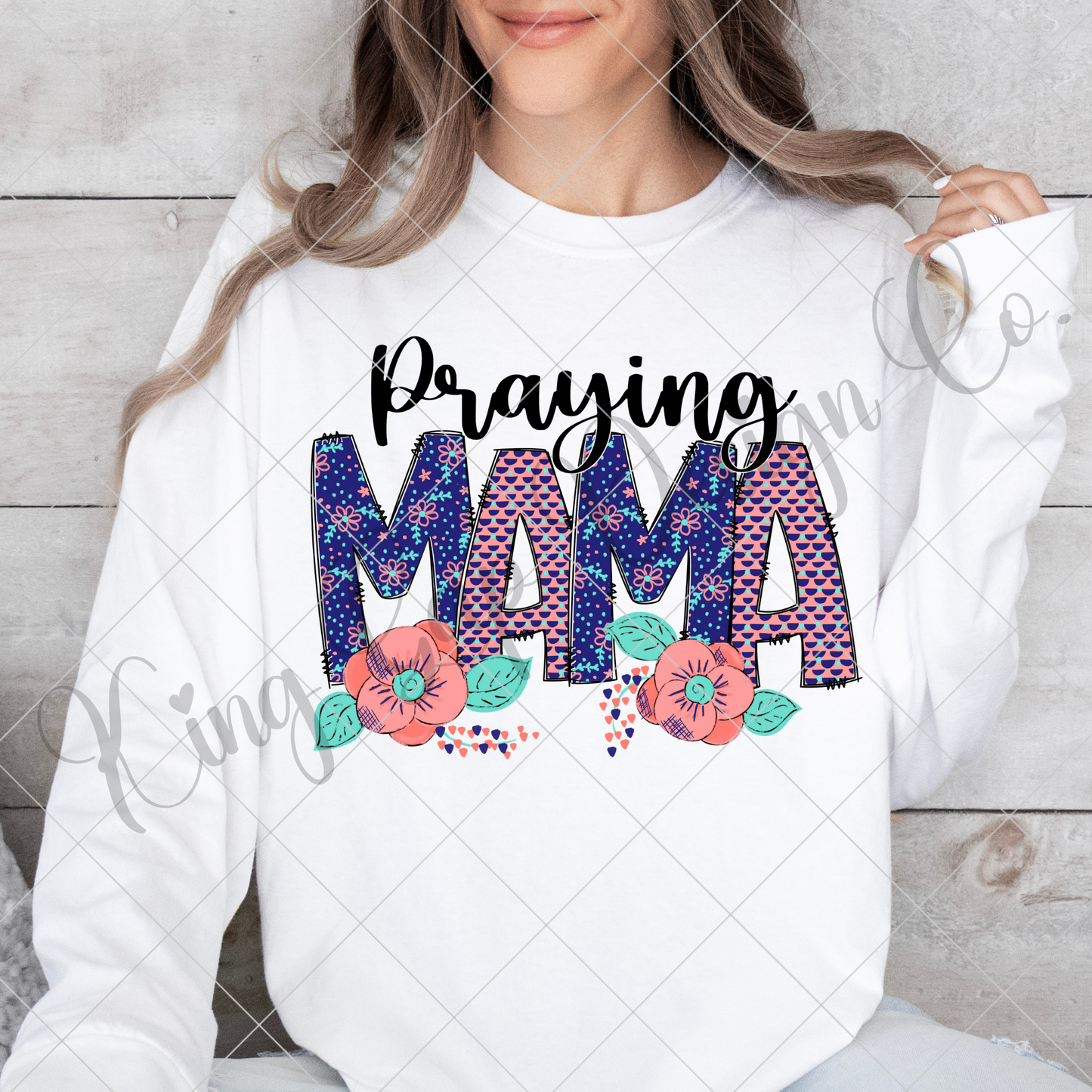 Praying Mama | Hand Drawn PNG For Sublimation, DTF, Stickers, Dishtowels, Wall Art | Perfect For Making T-Shirts, Mugs, Tumblers And More | High Resolution Image, 300 DPI With Transparent Background
