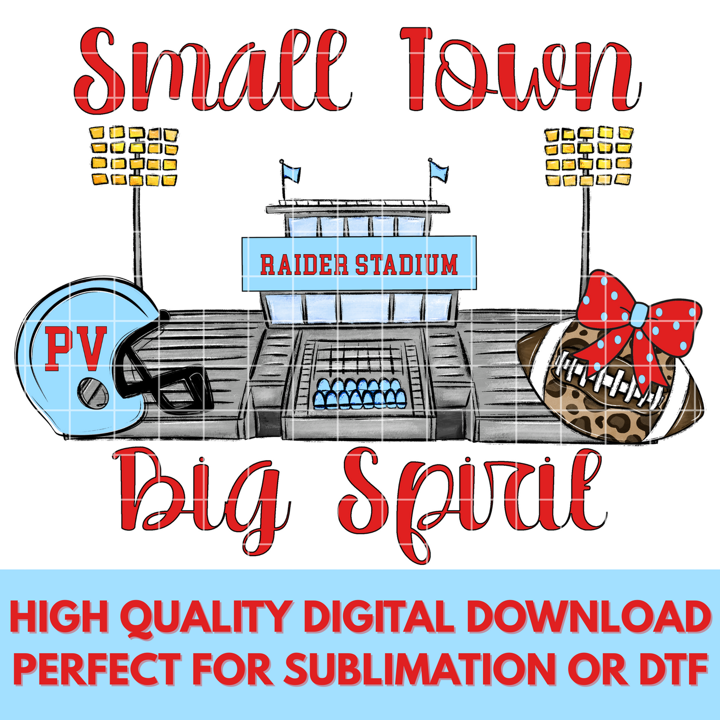 Pleasant Valley Raiders Football Sublimation | PNG With Raider Stadium For T-Shirts For Pleasant Valley Fans | 300 DPI, Transparent Background
