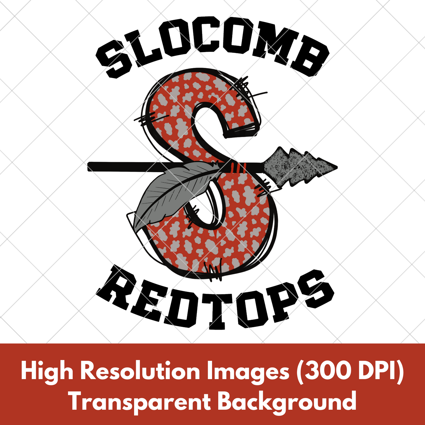 Slocomb Red Tops "S" Letter PNG For Making T-Shirts, Tumblers, Stickers, Mugs, DTF Transfers | High Resolution Image May Be Upsized | 300 DPI, Transparent Background