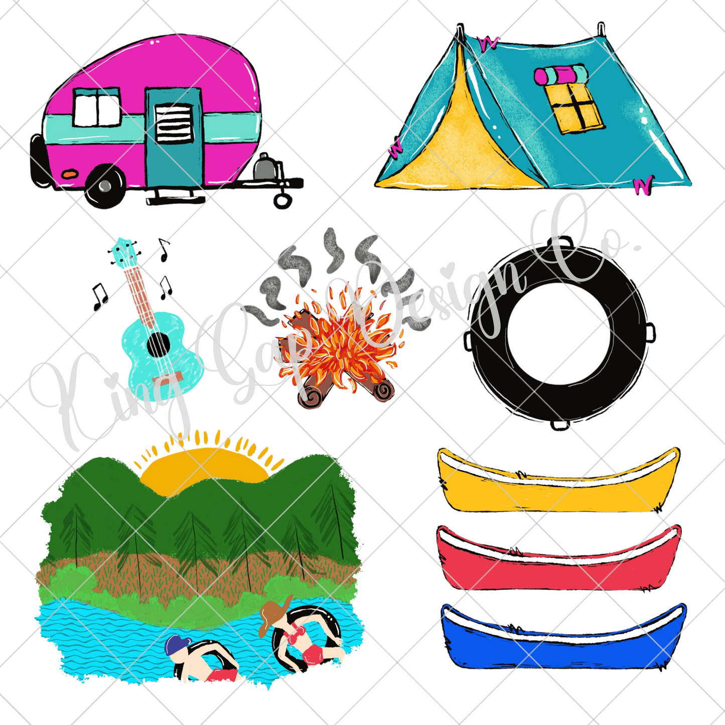 Commercially Licensed Summer Clip-Art Bundle For Designing Shirts Or Tumblers For Sublimation | Scrapbooking | 4th Of July | Backyard Grilling | Pool | Camping | Make Physical Products OR Digital Designs To Sell