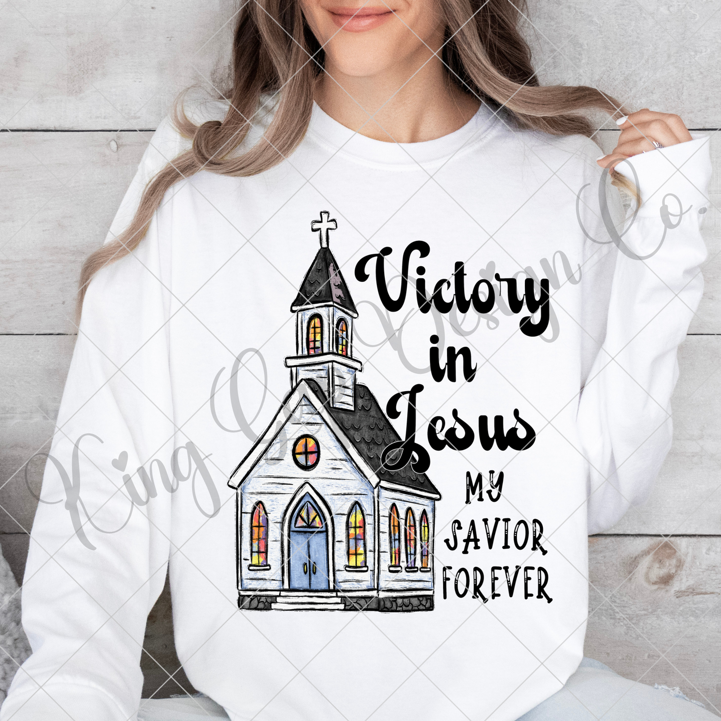 Victory In Jesus Sublimation Design | Cute Christian T-Shirt Design WIth Hymn Lyrics | High Resolution Image May Be Enlarged Without Losing Image Quality | 300 DPI | Original Design