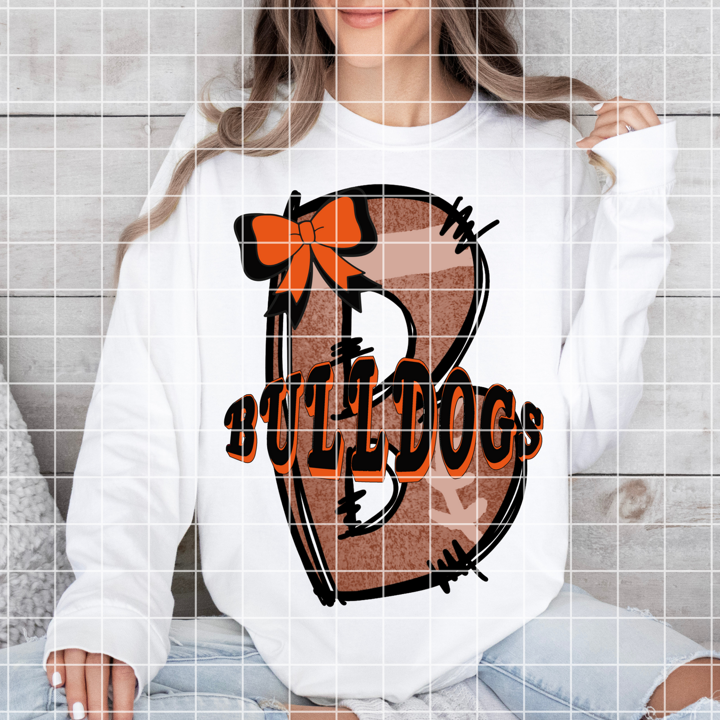 Orange And Black Bulldogs Football Sublimation PNG For Making T-Shirts, Mugs, Tumblers, Dishtowels And More|Also Works For DTF Transfers, Stickers, Scrapbook