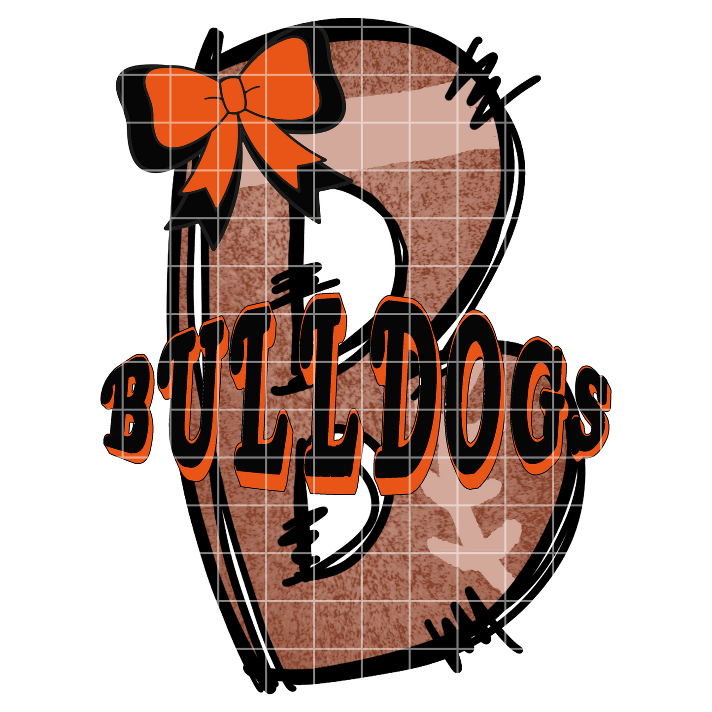 Orange And Black Bulldogs Football Sublimation PNG For Making T-Shirts, Mugs, Tumblers, Dishtowels And More|Also Works For DTF Transfers, Stickers, Scrapbook