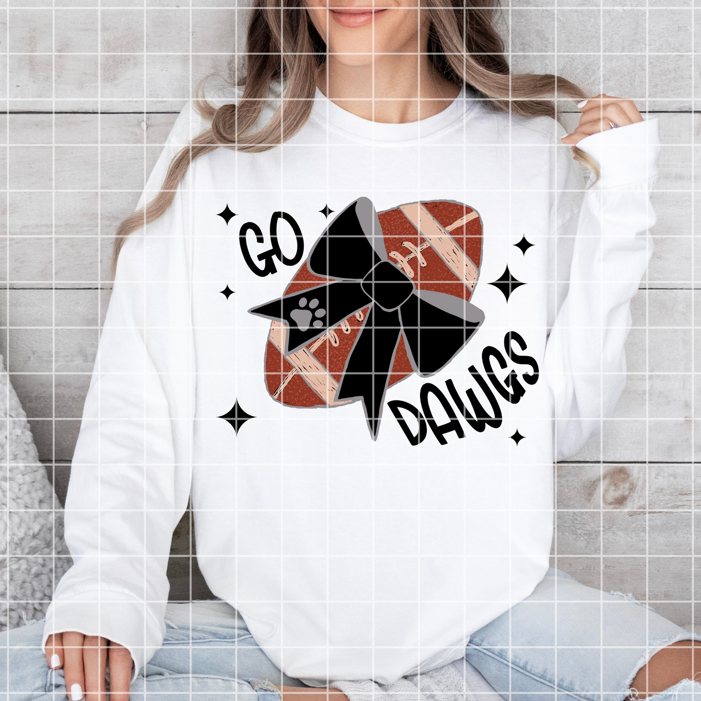 Bulldogs Sublimation PNG With Hand Drawn Football And Black Coquette Bow For Making Shirts, Tumblers For Bulldog Fans | 300 DPI, Clear BG