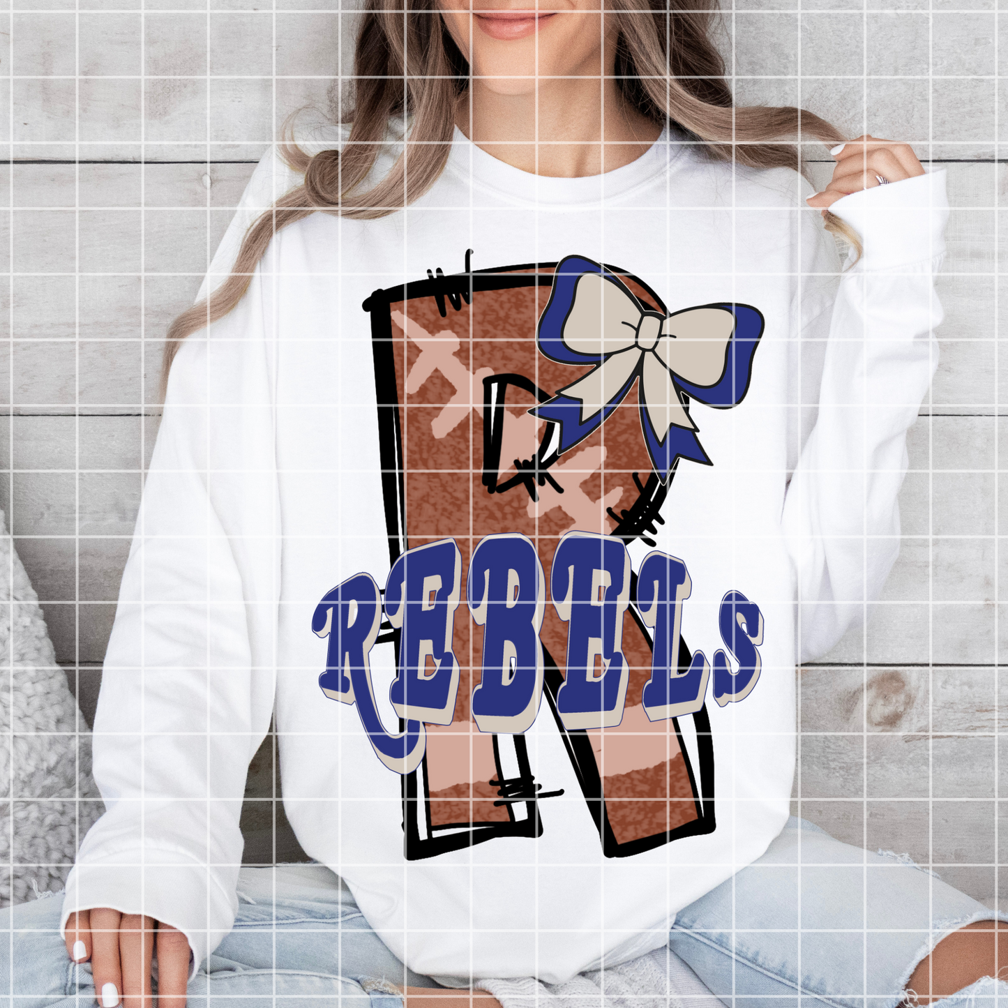 Blue And White Rebels Football Sublimation PNG For Making Shirts, Mugs, Tumblers | Rebels Sticker Design | Rebels DTF | 300 DPI, Transparent Background