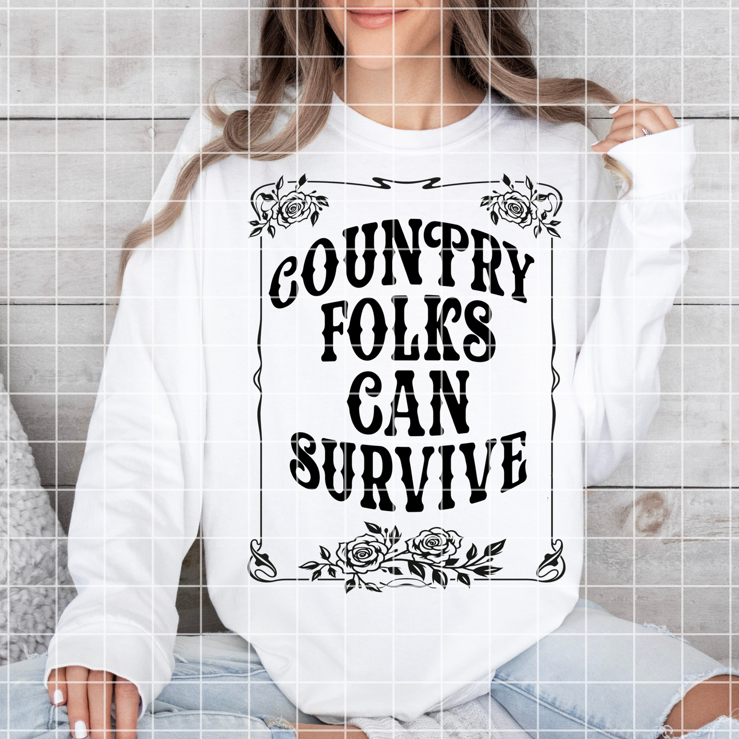 Cute Country Sublimation Design | Country Folks Can Survive | Hank Williams Junior T-Shirt PNG| Country Song Sublimation Design| T-Shirt PNG