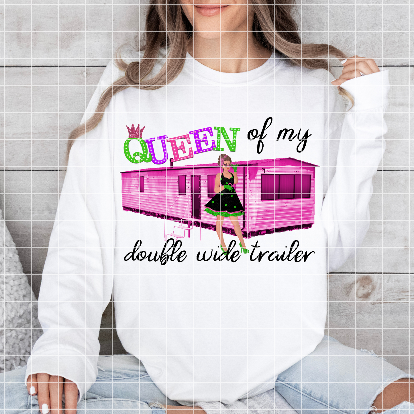 Funny T Shirt Funny T-Shirt Trailer Park Shirt Queen Of My Double Wide Trailer Shirt PNG Country Music Shirt Cute T-Shirt Gift For Her