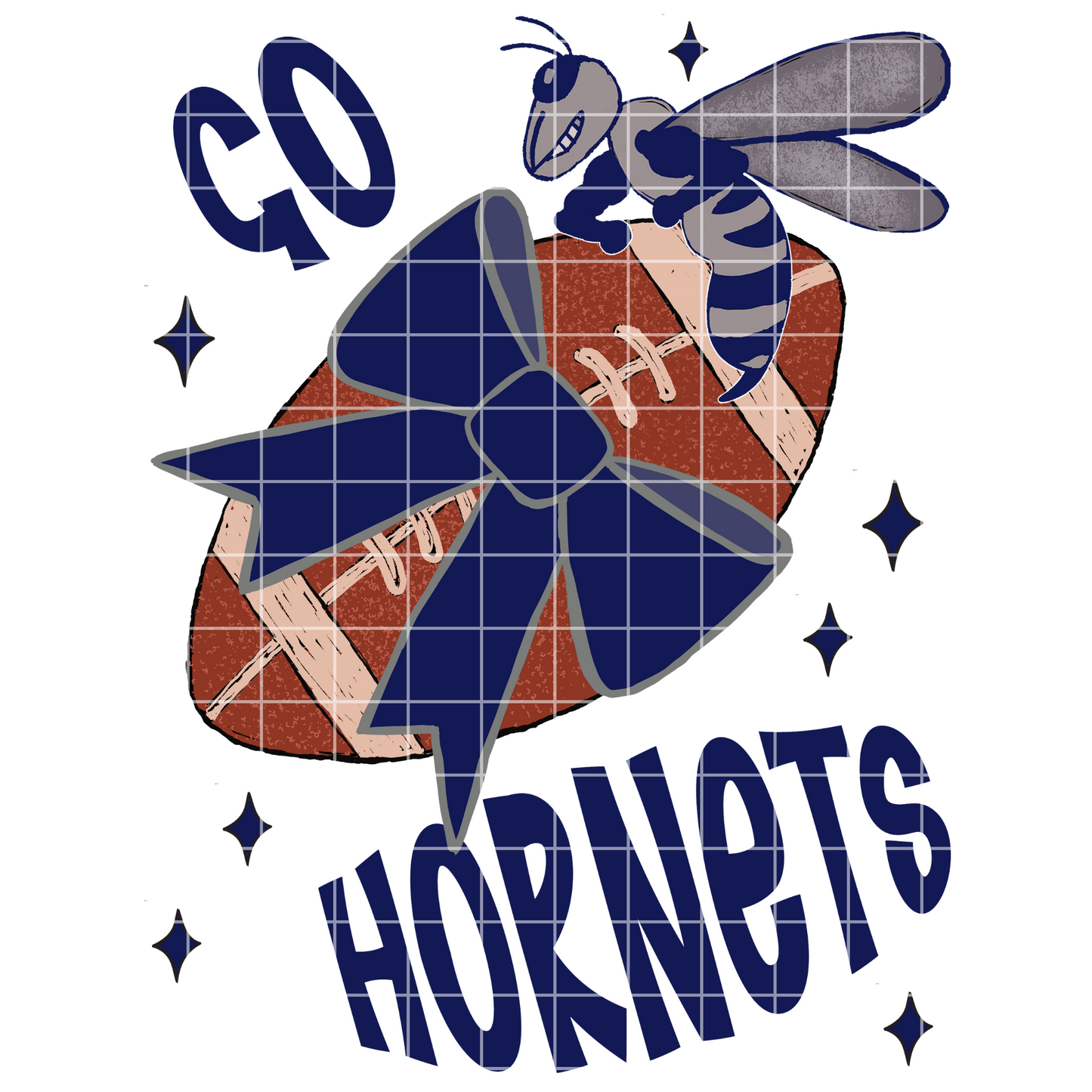 Hornets Football Sublimation PNG For Making T-Shirts, Mugs And Tumblers | Also Suitable For DTF Or Sticker Making|Navy School Colors|300 DPI