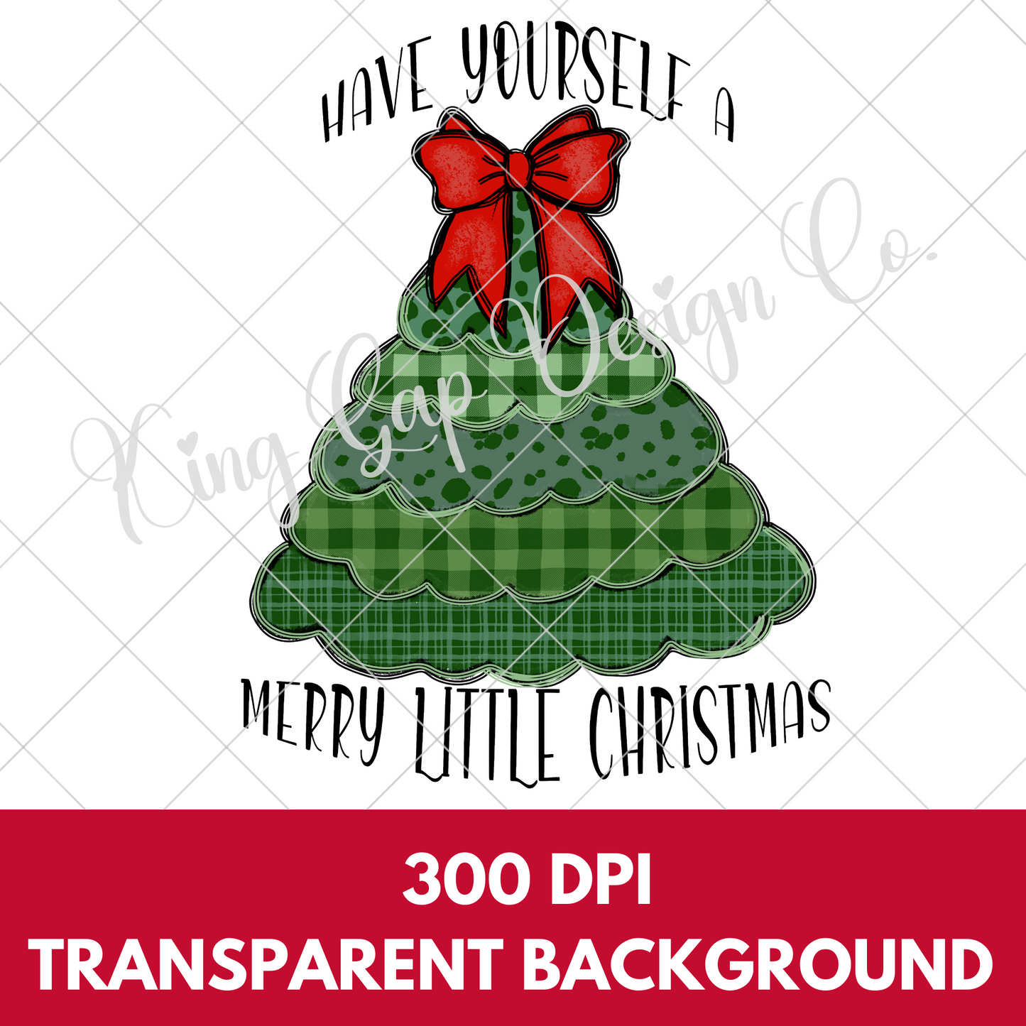 Merry Little Christmas Sublimation | Patchwork Christmas Tree PNG For Making T-Shirts, Mugs, Tumblers, Stickers, Dishtowels | High Resolution Image, 300 DPI, Transparent Background