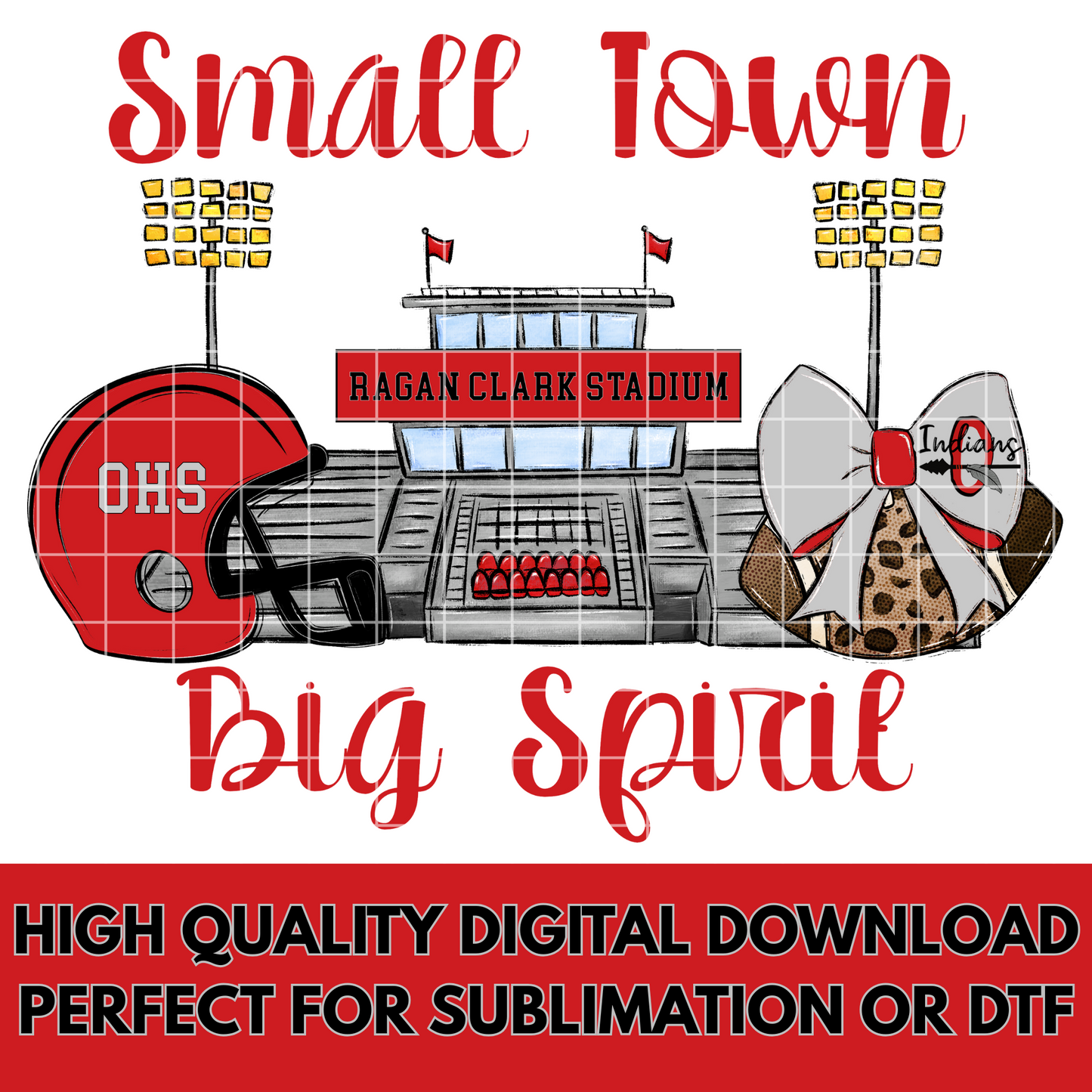 Ohatchee Indians Football Sublimation | Red And Black School Colors | PNG For T-Shirts, Tumblers, Cups, Stickers| 300 DPI, Transparent Background
