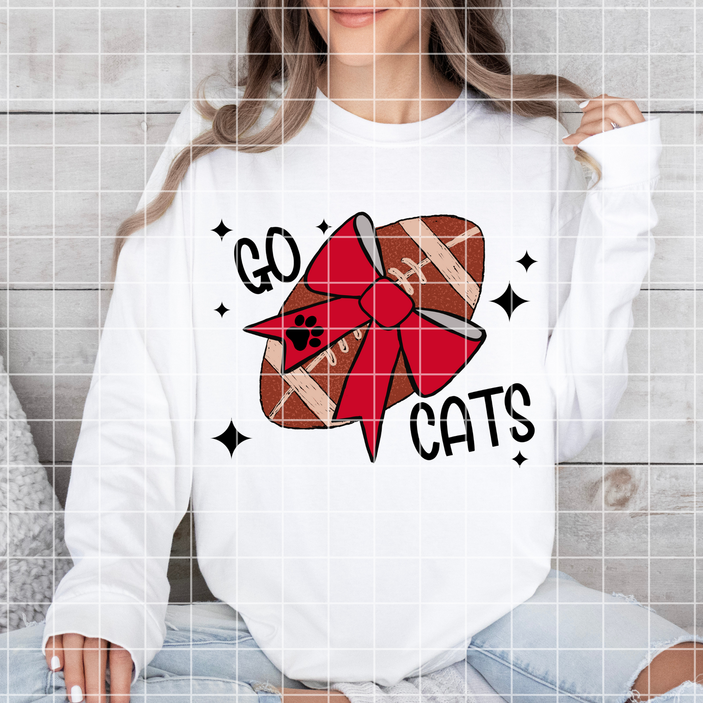 Red Go Cats Sublimation PNG For Wildcats, Bearcats, Bobcats High School Football School Spirit | Red School Color | Football With Red