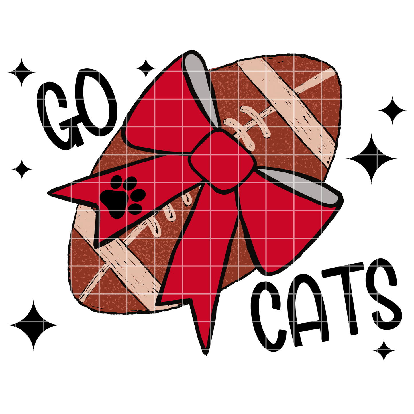 Red Go Cats Sublimation PNG For Wildcats, Bearcats, Bobcats High School Football School Spirit | Red School Color | Football With Red