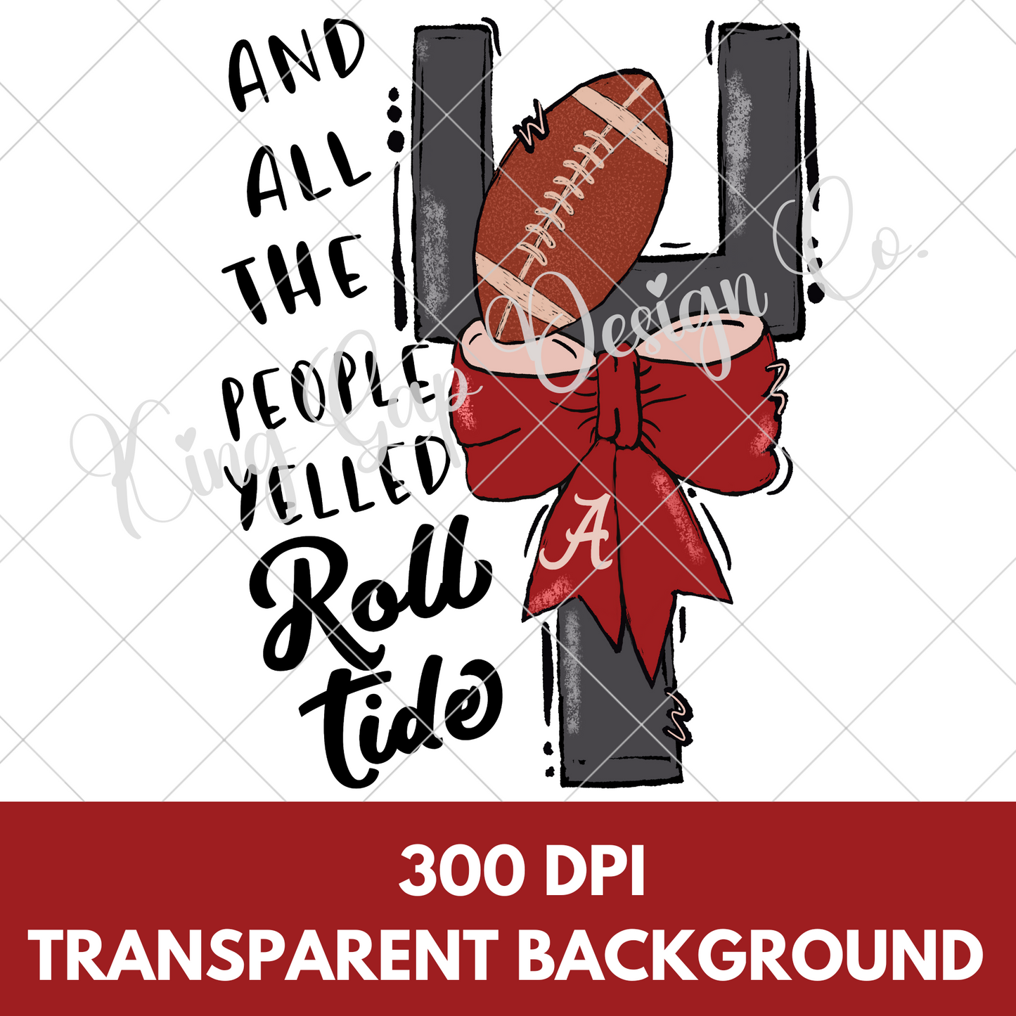 Alabama Football Sublimation | Roll Tide | Hand Drawn PNG For Making T-Shirts, Tumblers, Stickers, Dish Towels