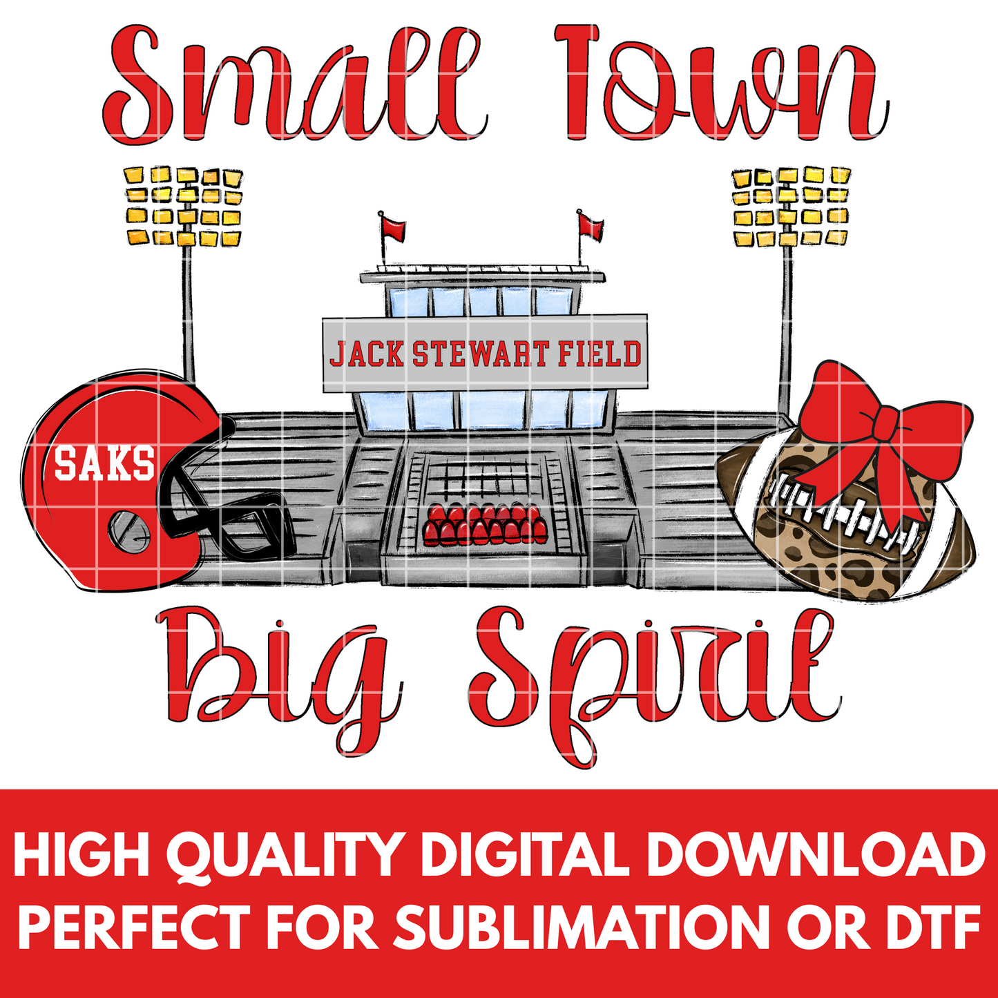 Saks Wildcats Football Sublimation | PNG With Jack Stewart Stadium For T-Shirts For Saks Football Fans | 300 DPI, Transparent Background