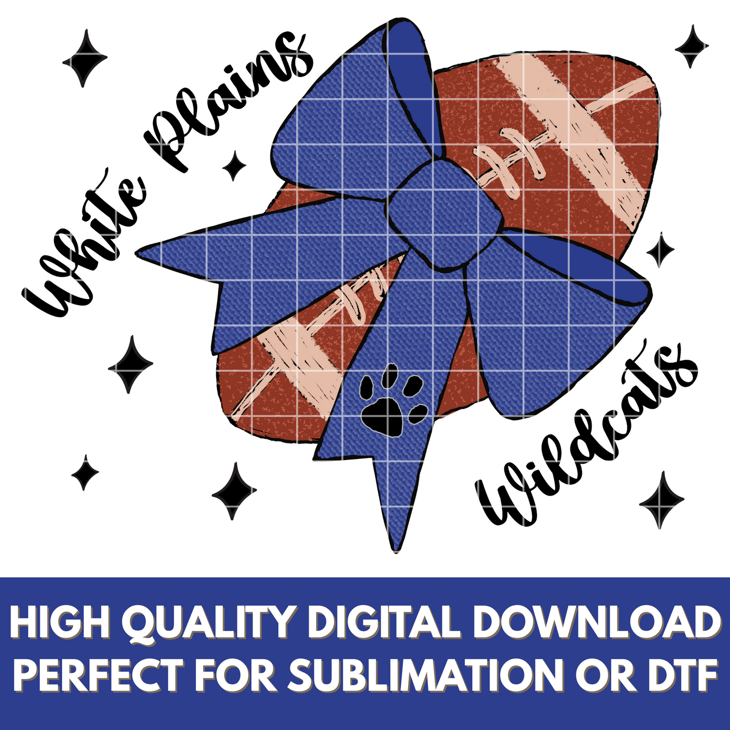 White Plains Wildcats Football Sublimation | Football Design For Wildcats Fans | 300 DPI, Transparent Background