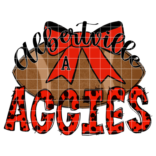 Albertville Aggies High School Football Sublimation | Red And Black School Colors | PNG For T-Shirts, Tumblers, Cups, Stickers| 300 DPI, Transparent Background