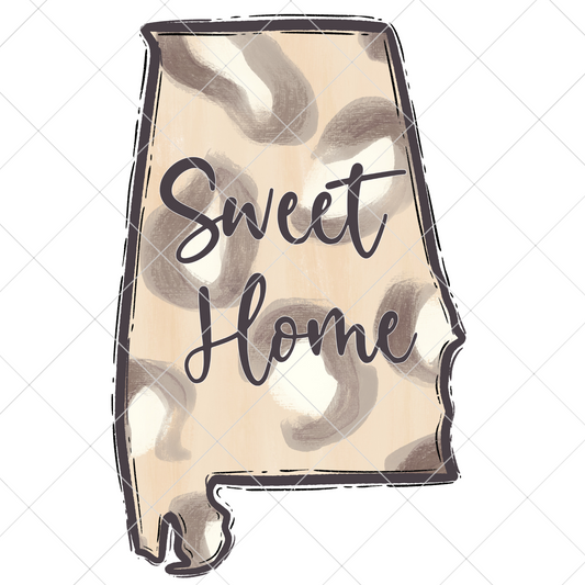 Animal Print Alabama State Shape | Sweet Home Alabama T-Shirt PNG For Sublimation To Make Shirts, Tumblers, Mugs And More | Also Suitable For Sublimation | High Resolution PNG