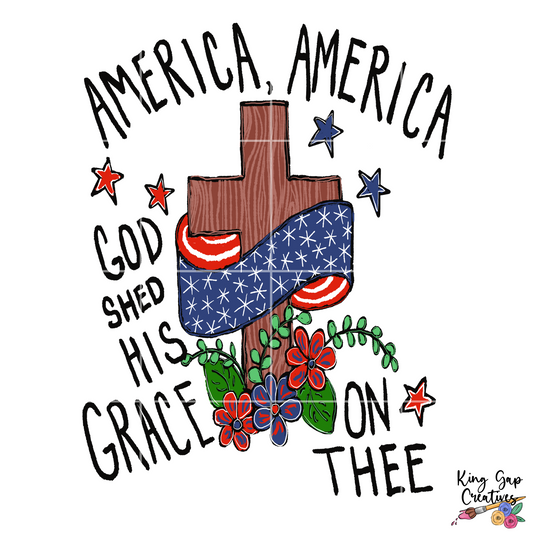 America Patriotic Shirt Design With American Flag And Cross | Use For Sublimation Or DTF | Make Shirts, Stickers, Tumblers, Dish Towels