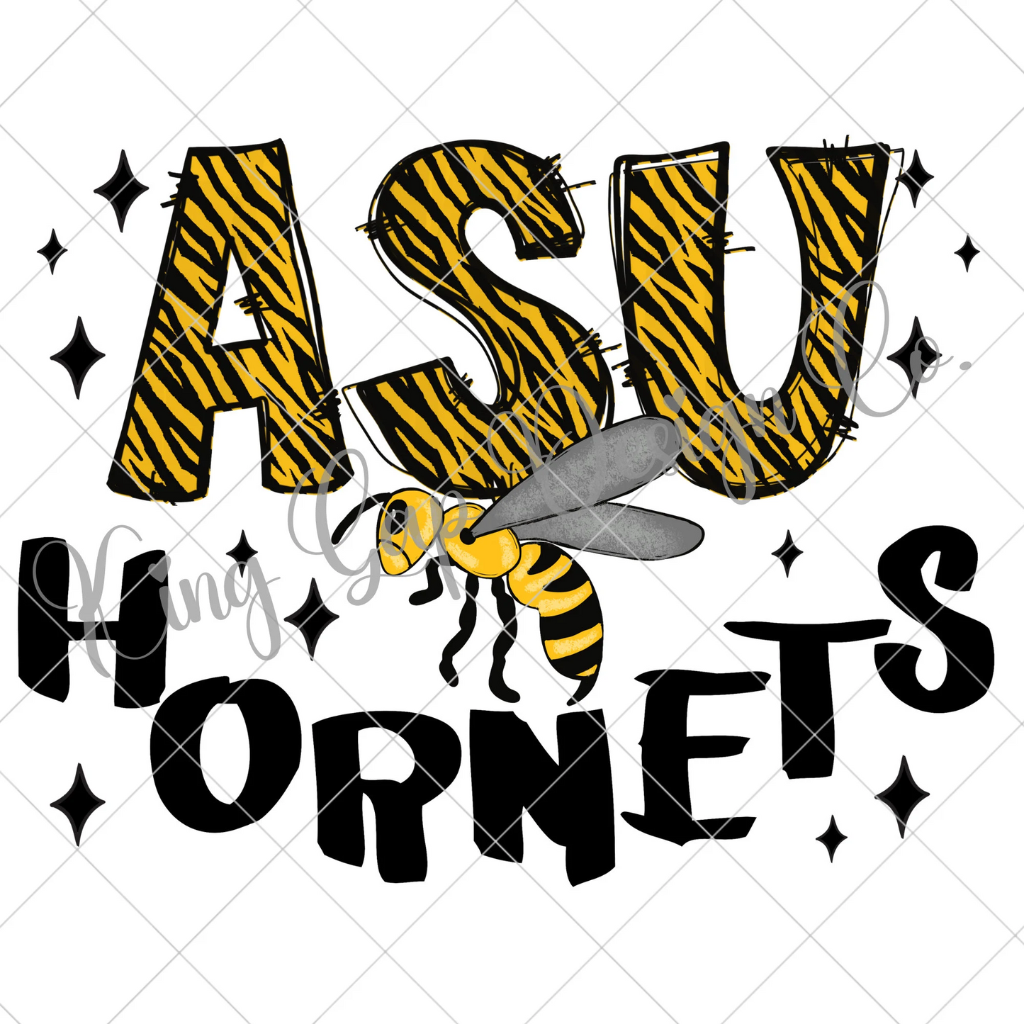 Alabama State University Sublimation PNG For T-Shirts, Tumblers, Mugs, Dishtowels | ASU Doodle Letters| Hornets Sublimation| Original Design