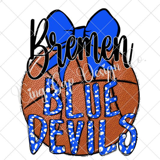 Breman Blue Devils Basketball PNG File For Making T-Shirts, Tumblers, Stickers, DTF Transfers, And More | Shirt Design For Blue Devils Fan | High Resolution