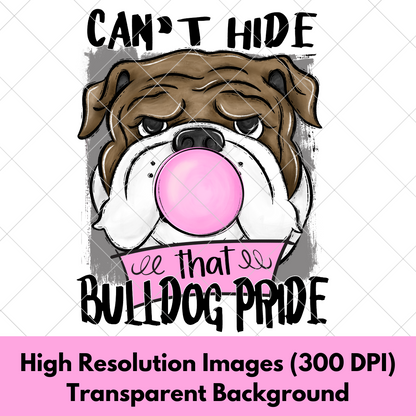 Bulldogs Football Sublimation PNG For Making T-Shirts, Sweatshirts, Tumblers, Mugs And More | Also Suitable For DTF | High Resolution Image | Bubble Gum Bulldog| Bulldog Pride