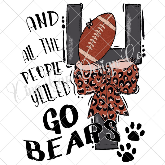 Bears Football Sublimation | Go Bears | T-Shirt For Bears Fan | Bears High School Team | Bears Game Day Shirt Design | Bears Sticker Design