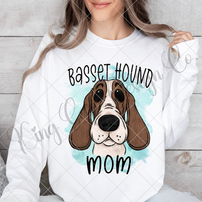 Basset Hound Mom PNG For Making T-Shirts, Tumblers, Mugs, And More | Cute Shirt For Dog Mom |High Resolution, 300 DPI, Transparent Background (Copy)