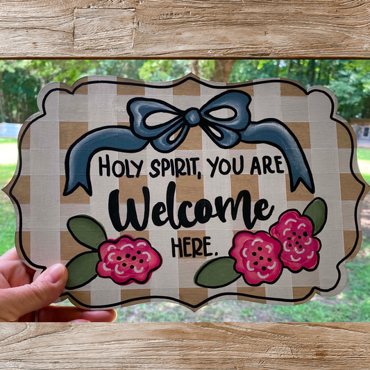 Holy Spirit You Are Welcome Here | Christian Door Hanger Template | Tracer For Painting | Acrylic Painting