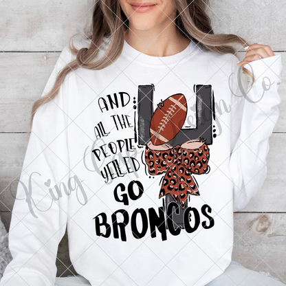 Broncos Football Sublimation | Broncos High School Football | T-Shirt Design For Broncos Fan | Broncos Sticker PNG | Broncos Game Day Gear