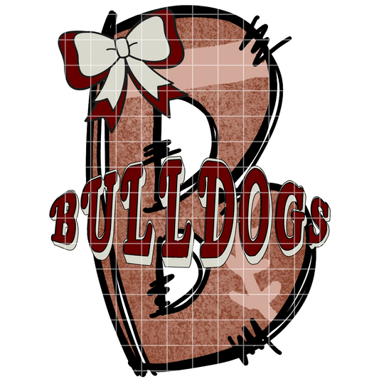Bulldogs Football Sublimation PNG For Teams With Maroon And White School Colors | Make T-Shirt, Sticker, Dishtowel, Cap, Scrapbook | 300 DPI