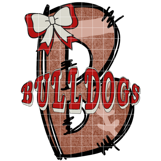 Red And White Bulldogs Football Sublimation PNG For Making Shirts, Tumblers, Mugs, Caps, Dish Towels | Perfect For DTF, Stickers, Scrapbooks